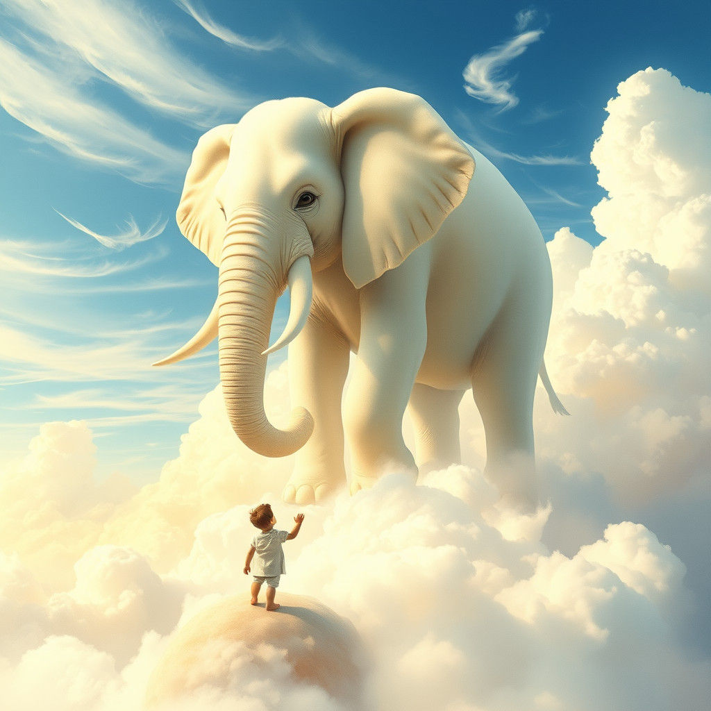 Majestic Cloud Elephant in Serene Sky