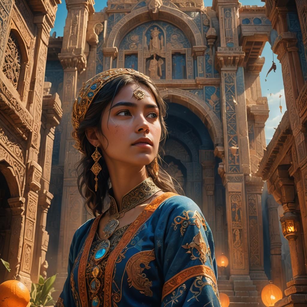 Catalan Woman in Ancient Mystical Setting