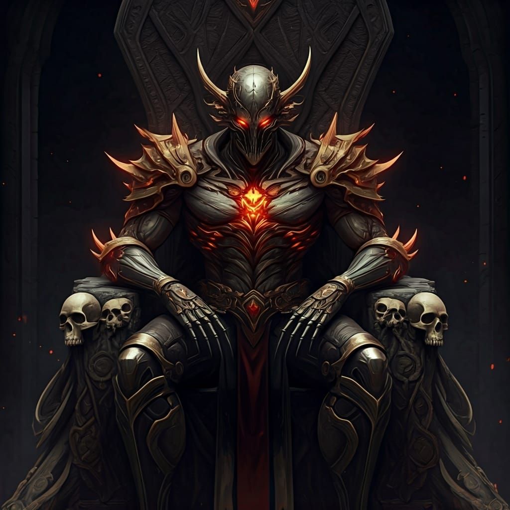 Dread Lord on Skull Throne: 3D Anime Art
