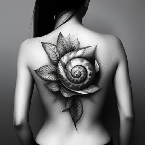 Snail Shell Tattoo Portrait in Black and White