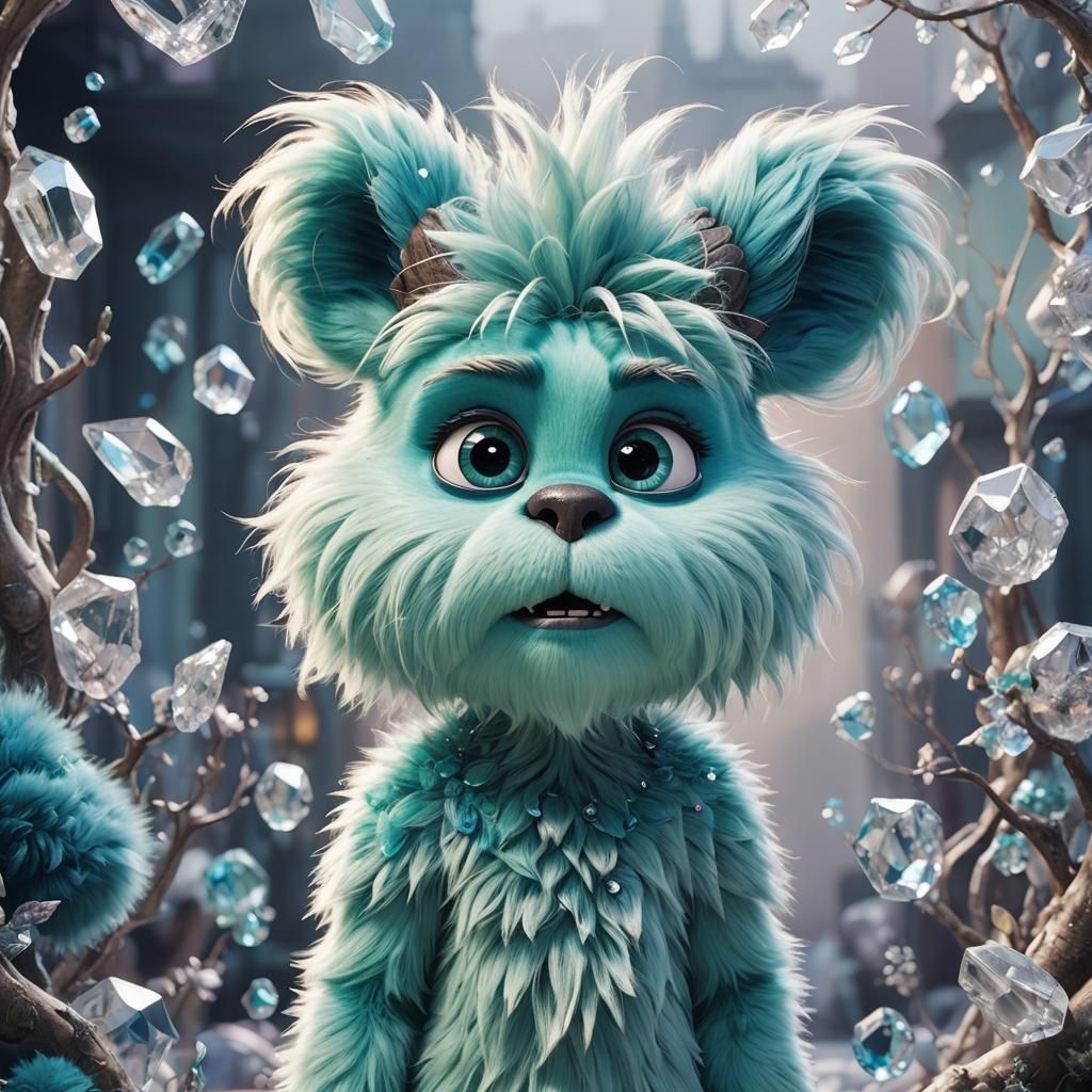 Fluffy Glass Fur Creature in Digital Art Style
