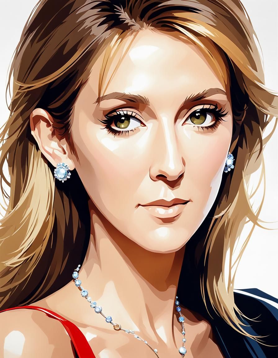Celine Dion Mugshot in Anime Style