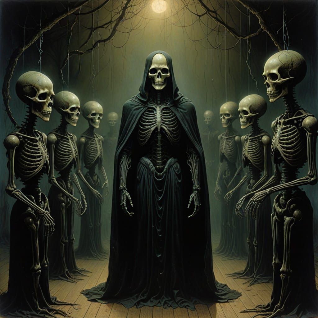 Ethereal Puppeteer Manipulates Glowing Marionettes in a Haun...