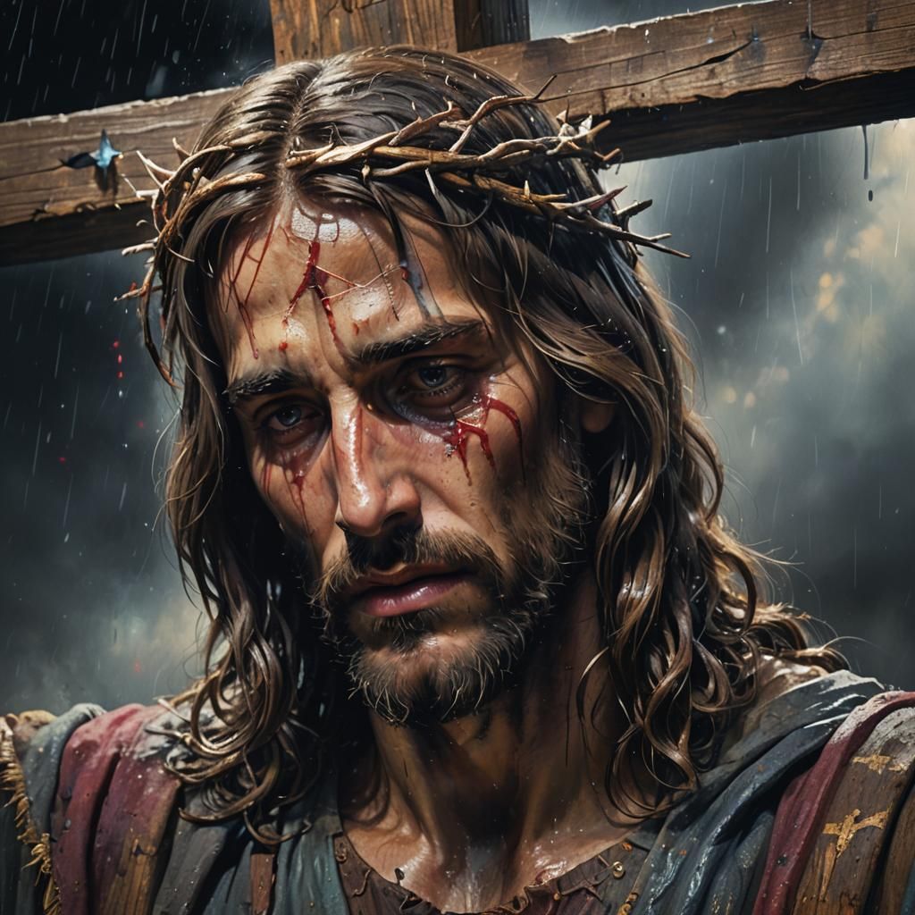 Christ on the Cross: Hyperrealistic Concept Art