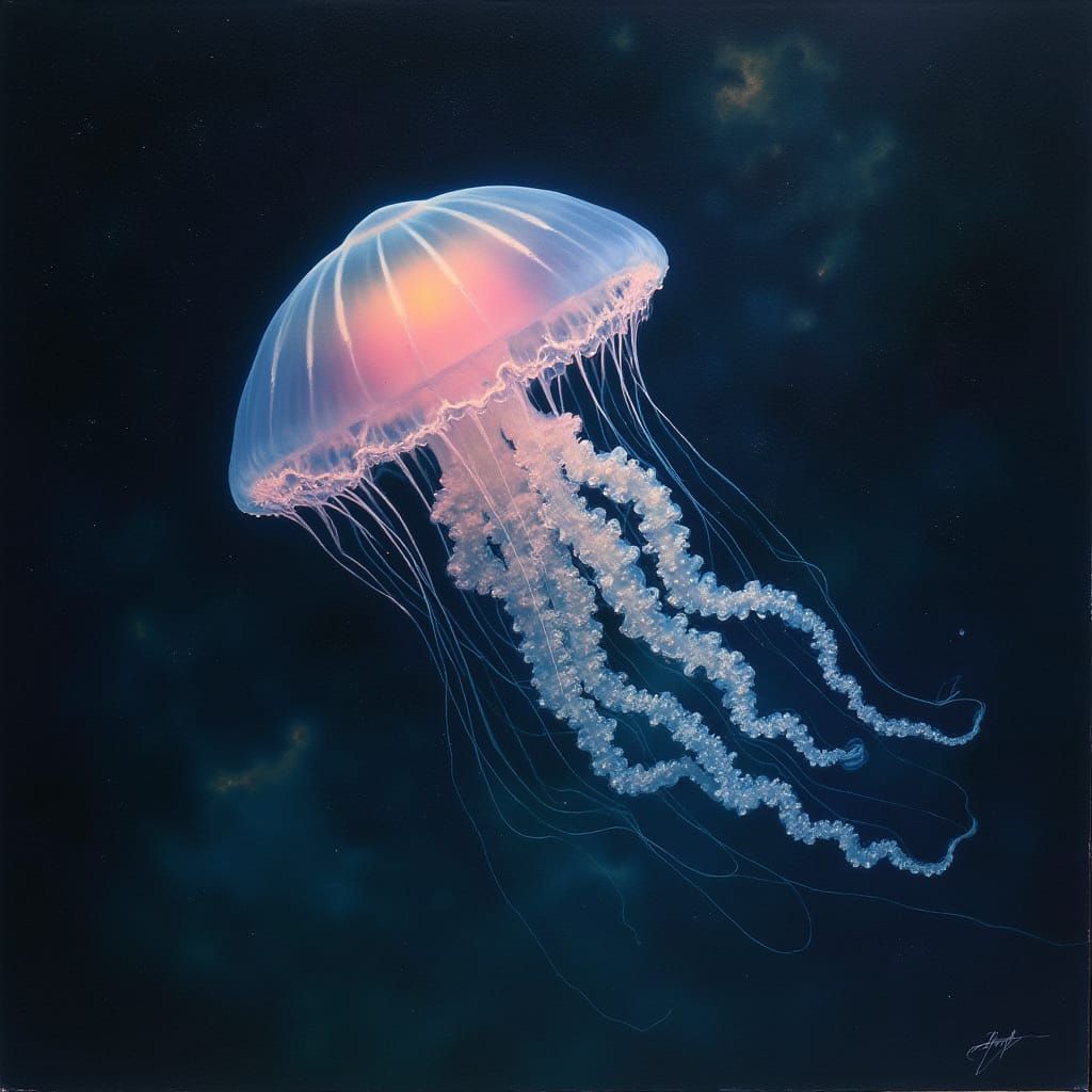 Imagine a bioluminescent jellyfish floating through the inky...