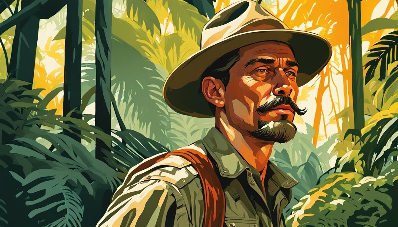 Jungle Explorer Illustration in Leyendecker Style