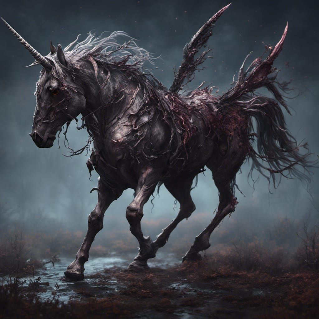 Undead Unicorn in Dark Fantasy Style