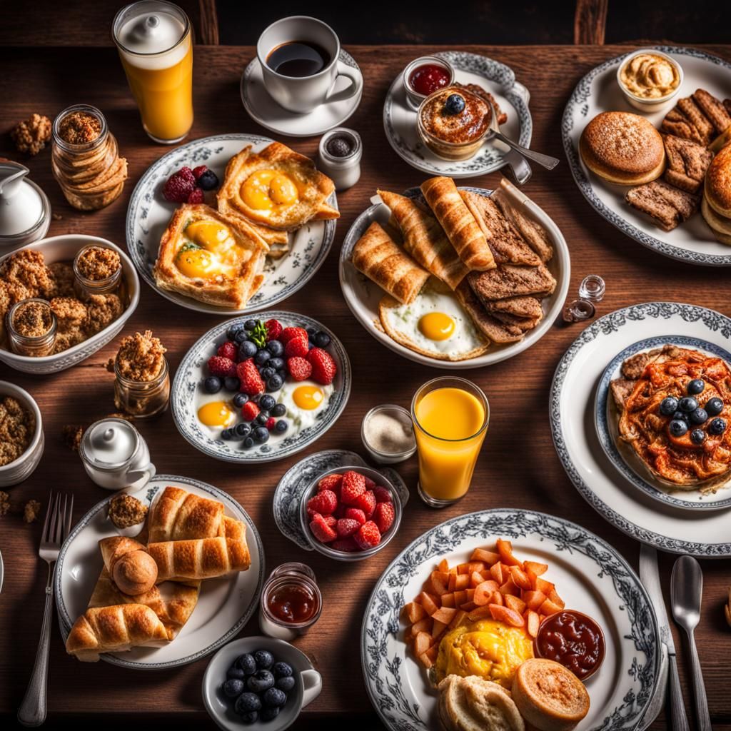Hyperrealistic Breakfast Table Still Life in HDR