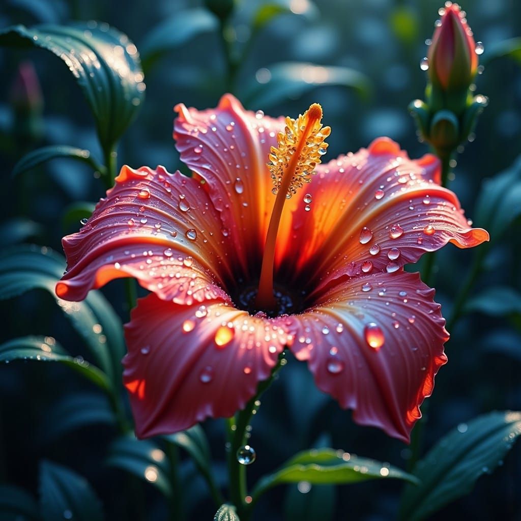 Dewy Morning Scene in Vibrant Watercolor Style