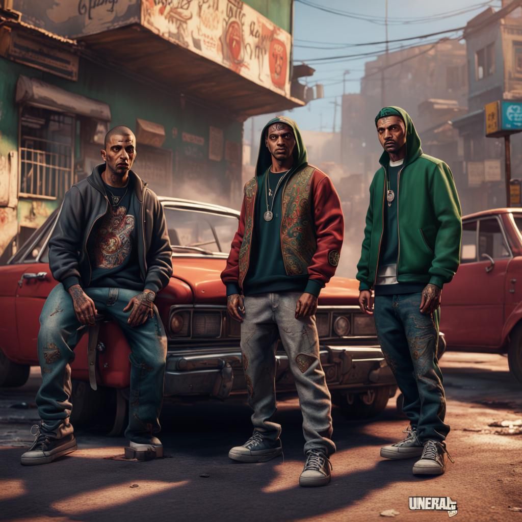Algerian Street Gang in GTA: Detailed Matte Painting