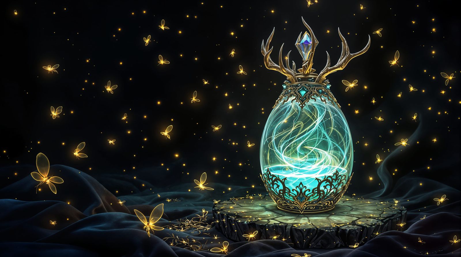 Dreamlike Scene of a Mystical Egg Jar