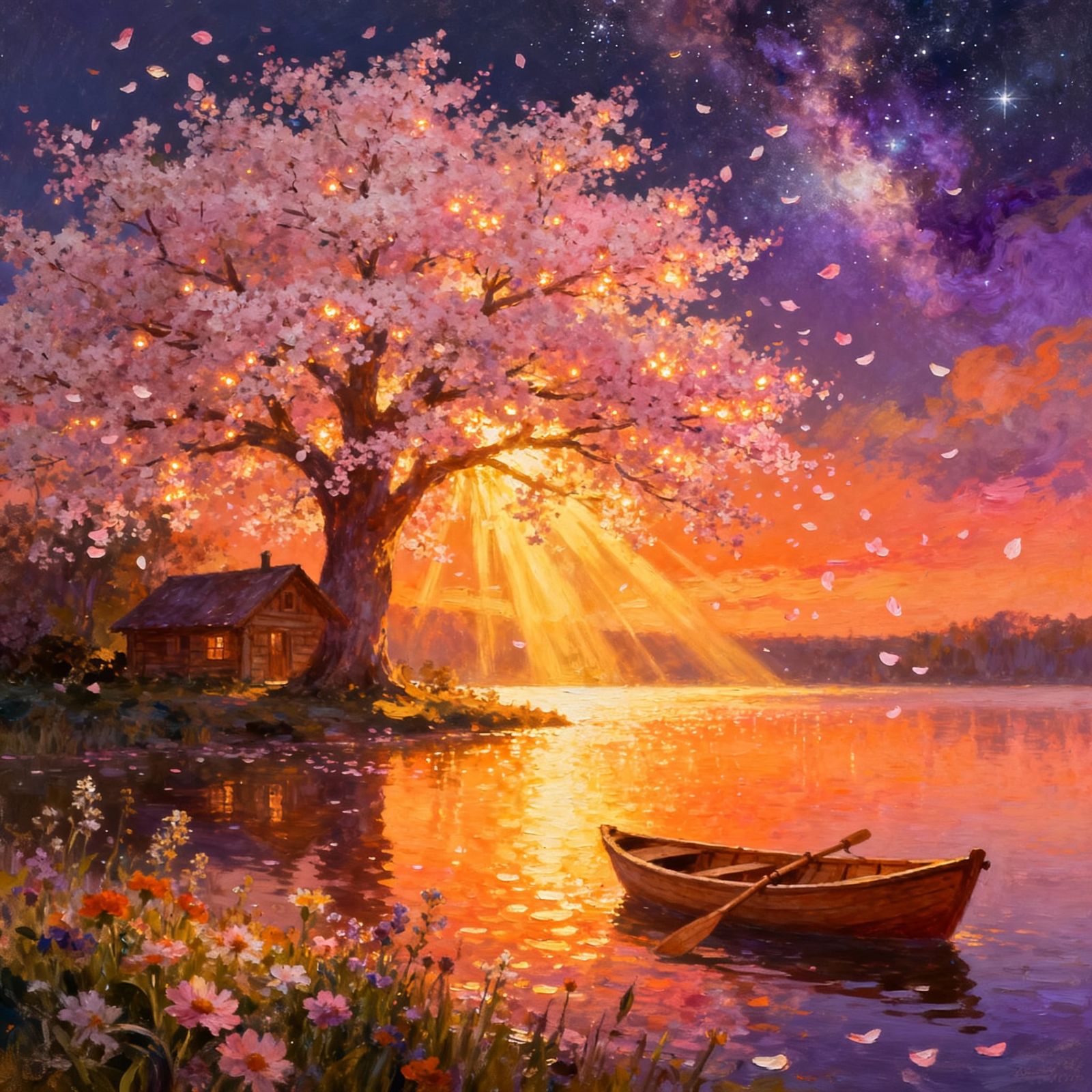 Fairytale Lakeside Landscape at Golden Hour