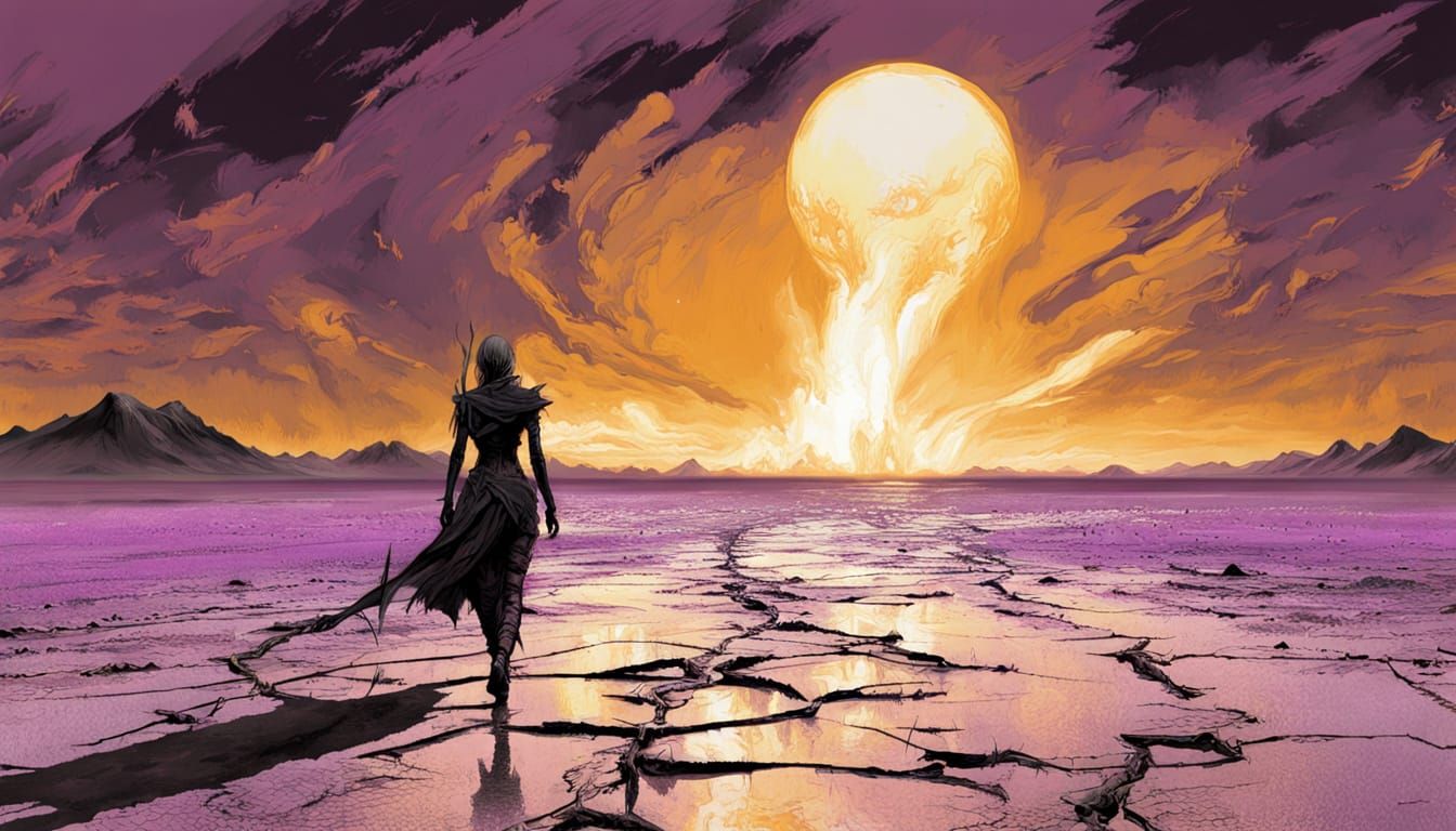 Post-Apocalyptic Wanderer in Glitchcore Style