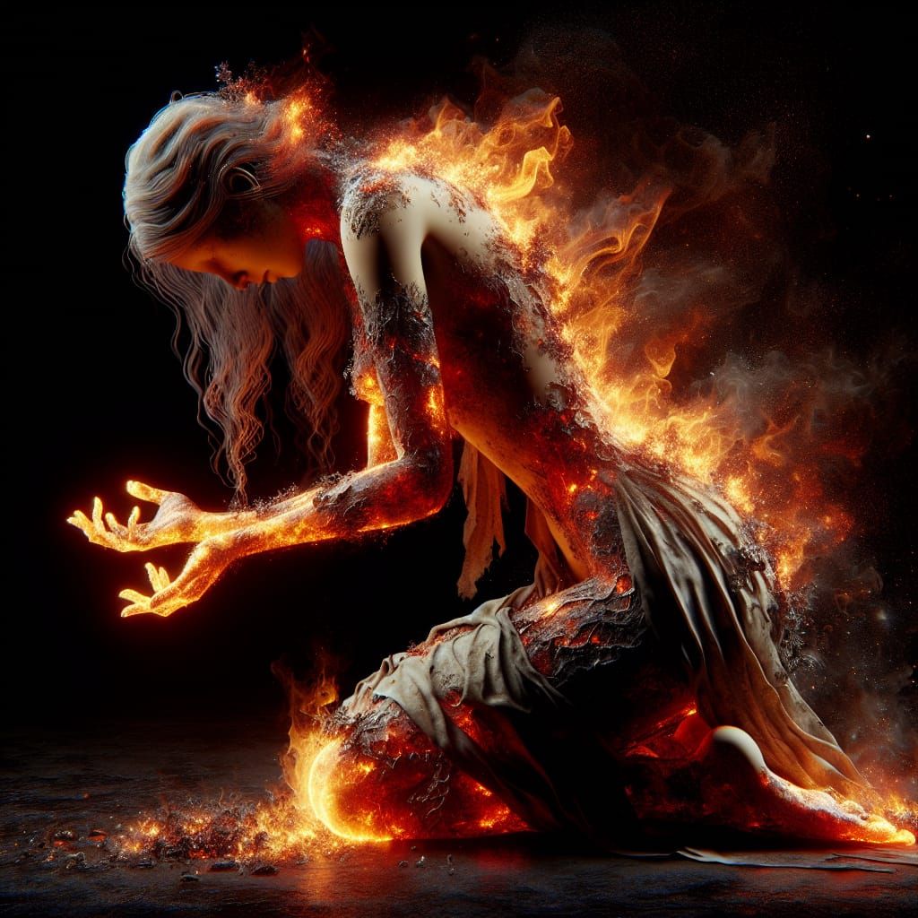 Norse Goddess of Fire in Hyperrealistic Flames