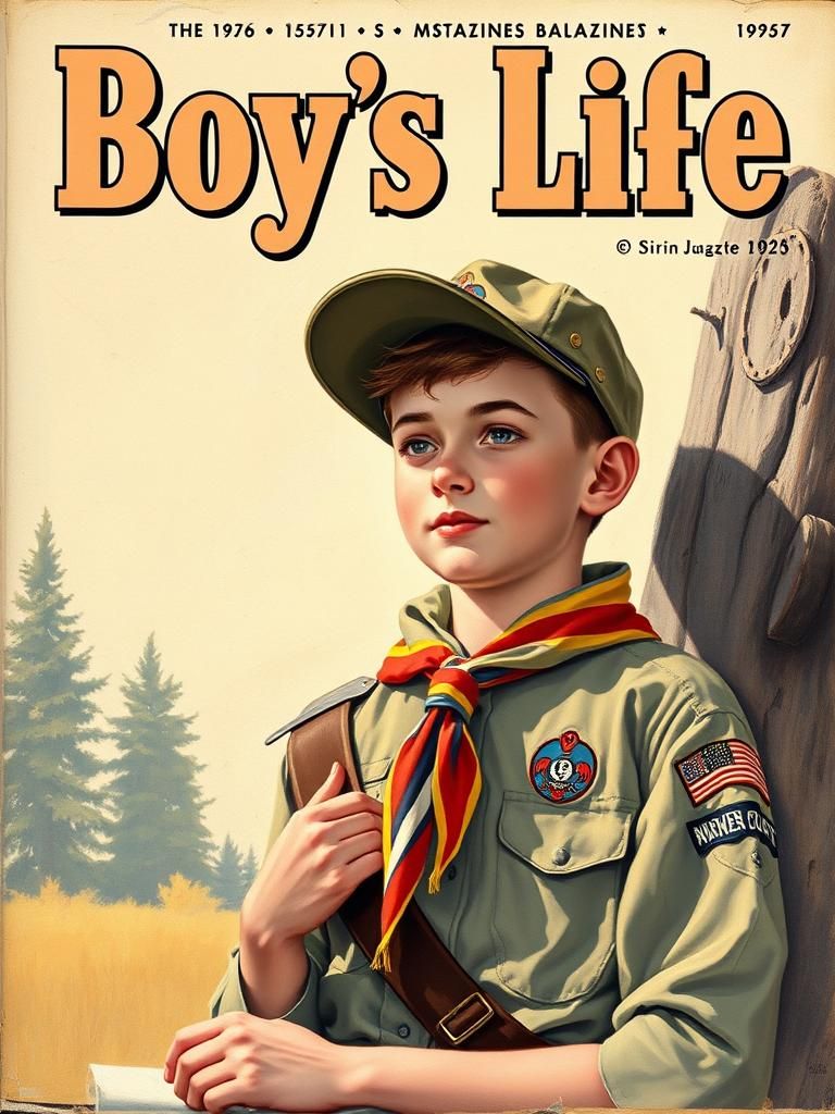 Boy Scout Magazine Cover in Rockwell Style