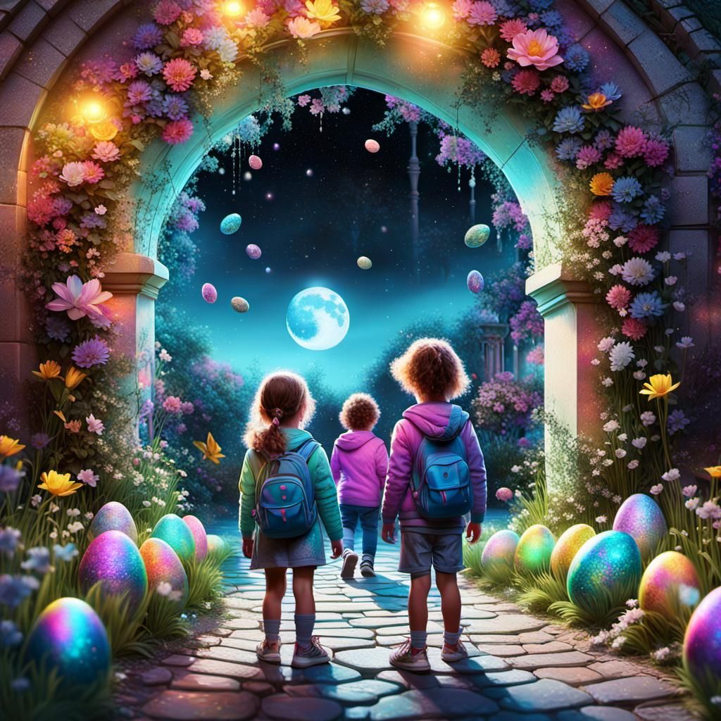 Children's Easter Egg Hunt in Graffiti Art Garden