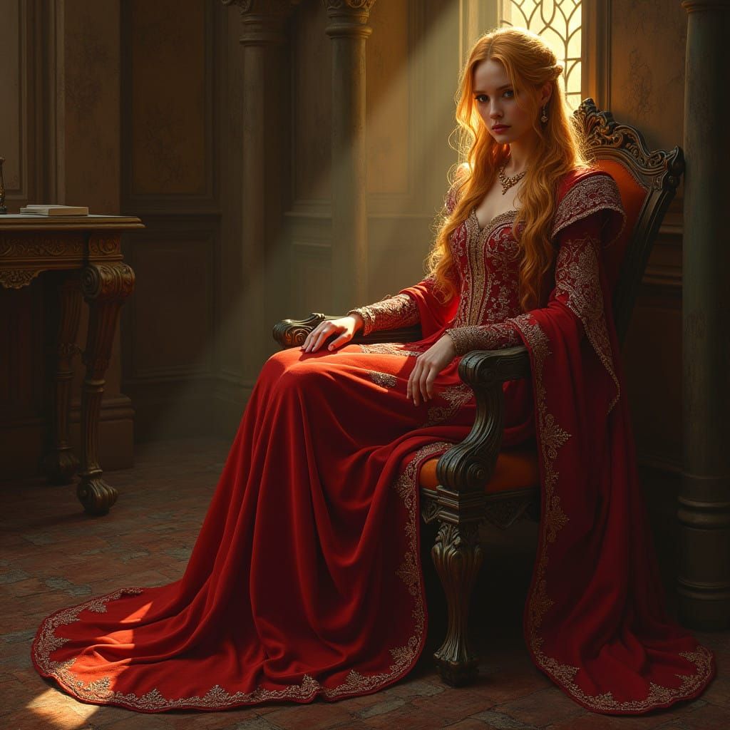 Sorceress in Ornate Baroque Splendor