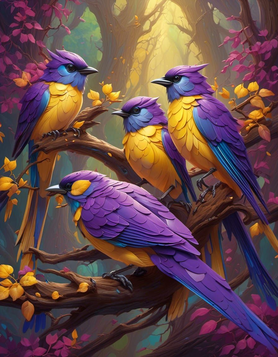 Purple Bird Family