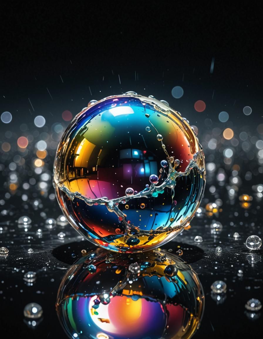 Reflections: Transparent Pearl with Multicolor Splash