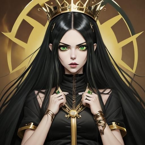 The perfect goth BRAZILIAN woman with Green eyes wearing a g...