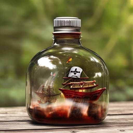 Pirate Ship in a Bottle: A Detailed Miniature