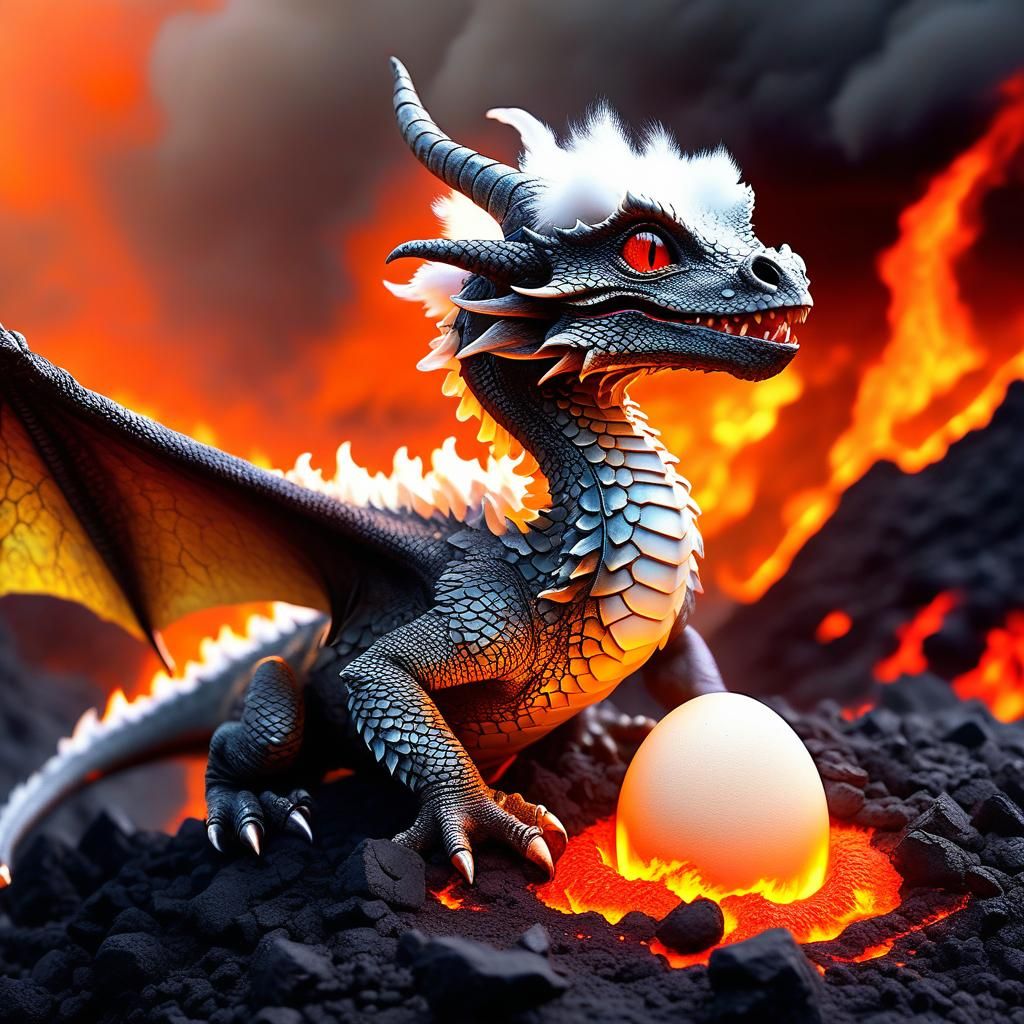 Surreal Baby Dragon Hatching in Fantasy Art
