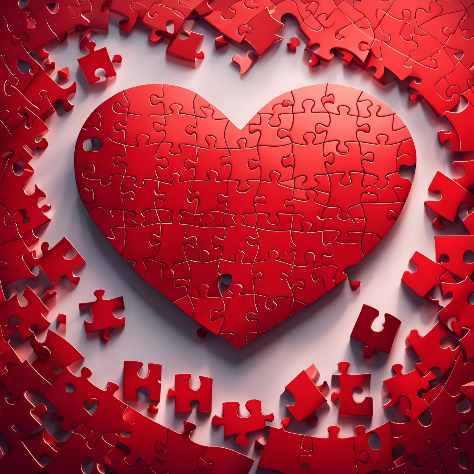 Hyperrealistic Heart Puzzle Completion: Love and Connection