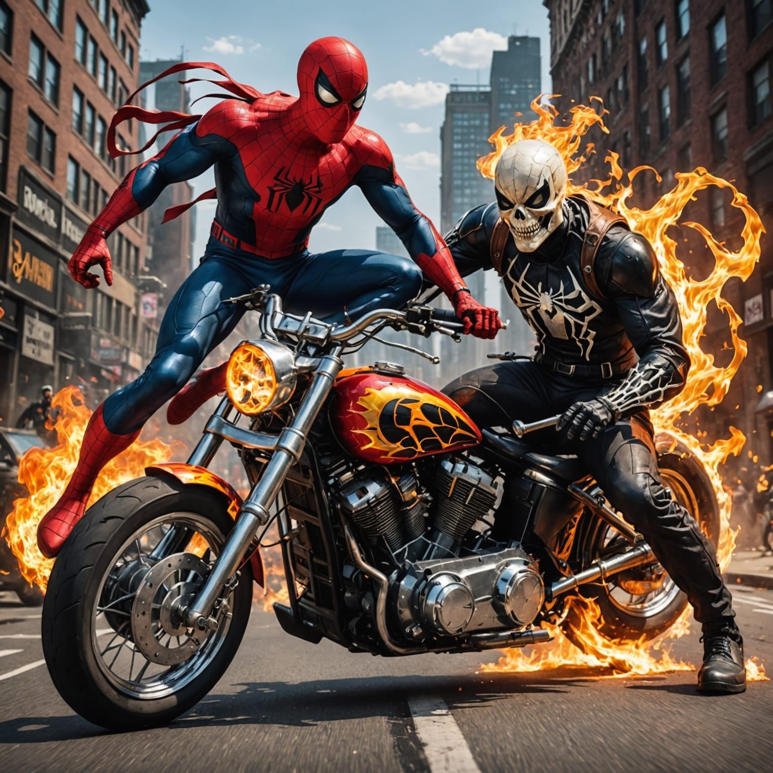 Supernatural Battle of Spiderman and Ghost Rider