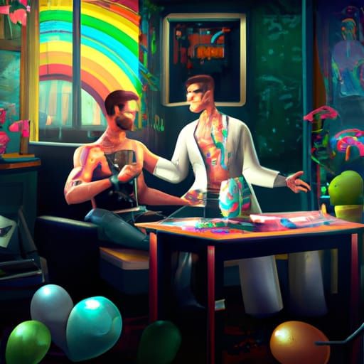 Epic Gay Men Party: Dramatic Digital Painting