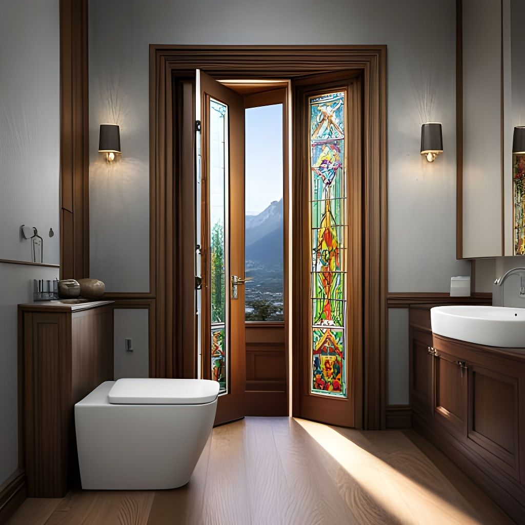 Stained Glass Lavatory Door Art