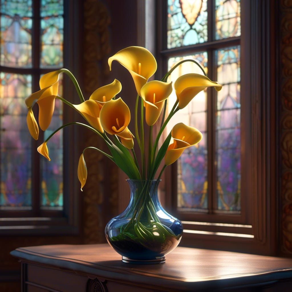 Yellow Calla Lily Still Life with Soft Lighting