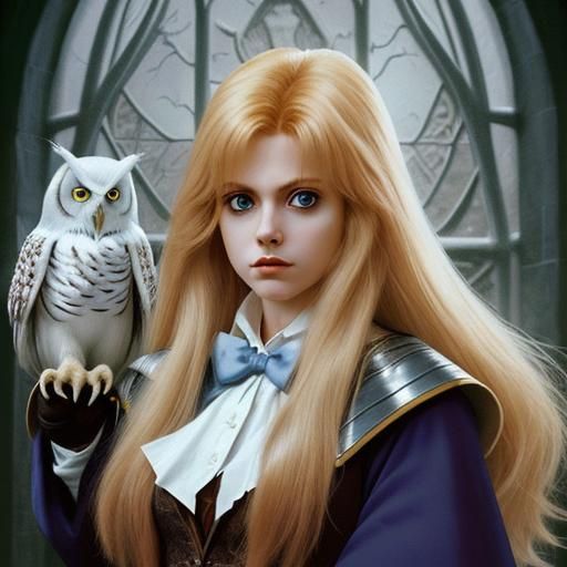 Female Jareth as Hogwarts Student with Owl