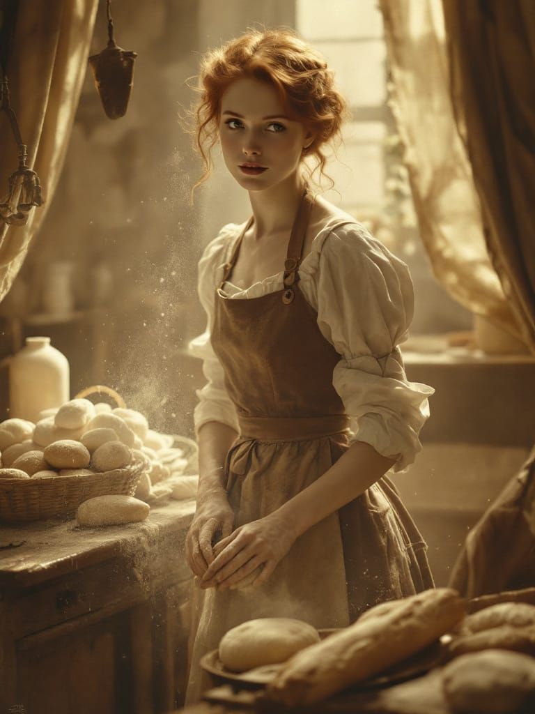 Redhead Baker in Soft Light, Pictorialist Style
