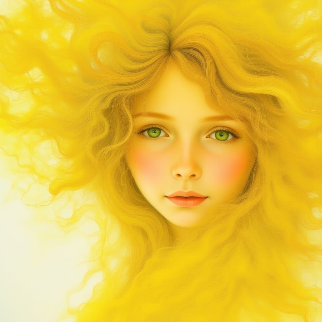 Ethereal Watercolor Landscape With A Gentle Girl