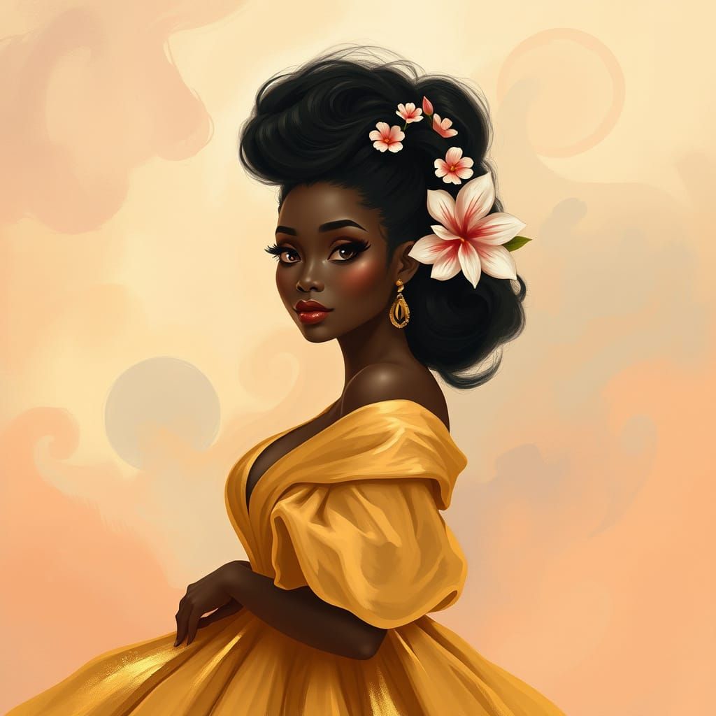 Dreamy Portrait of Woman with Pastel Flowers