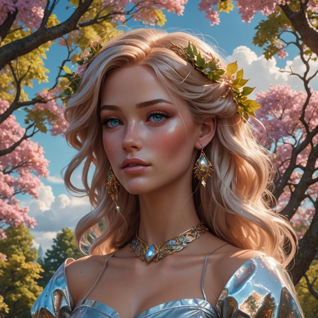 Hyperdetailed Portrait of a Barbie-like Girl in Art Nouveau ...