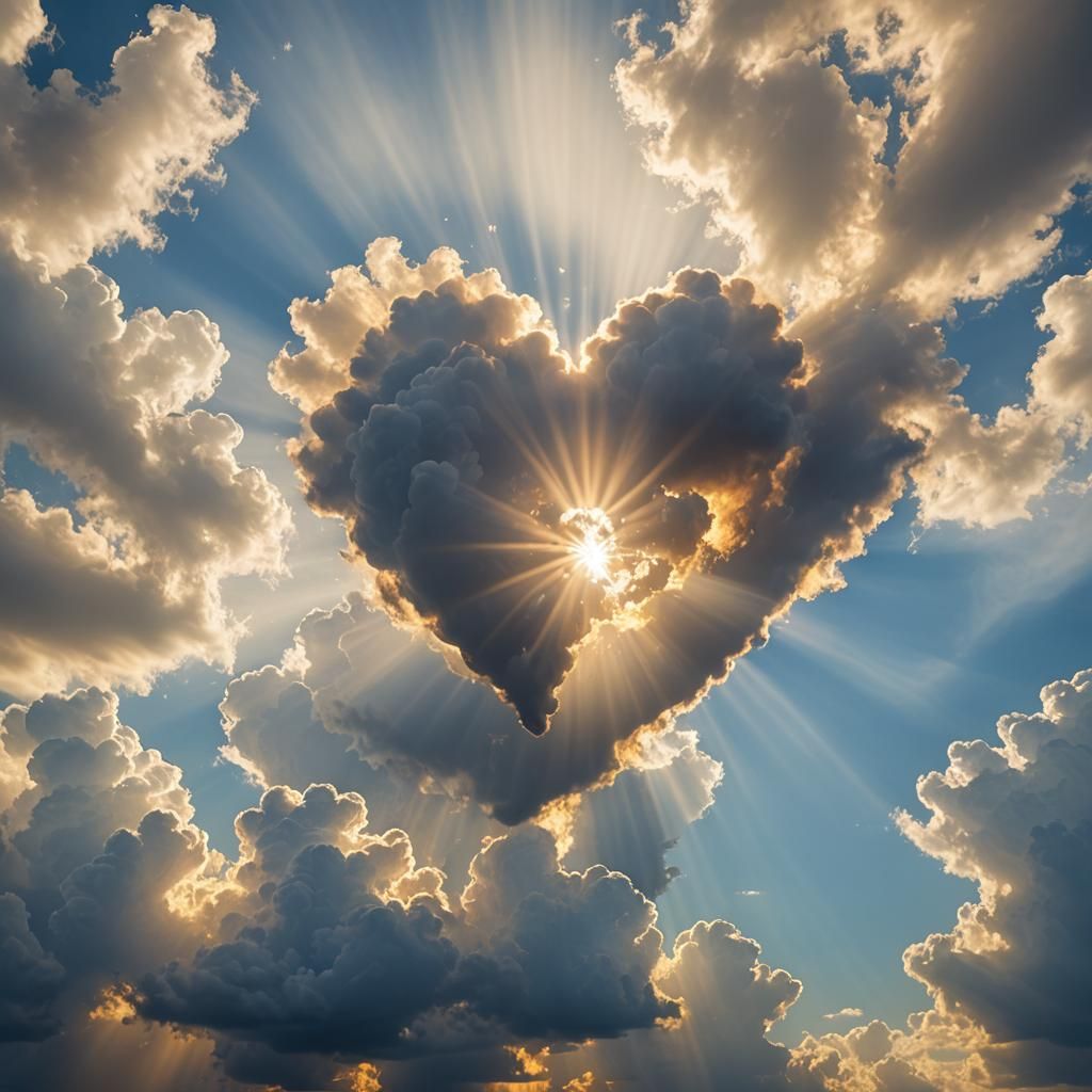 Heart-Shaped Smoke in Divine Sunlight