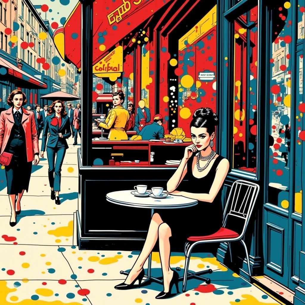 Audrey Hepburn Breakfast at Tiffany's in Pop Art Style