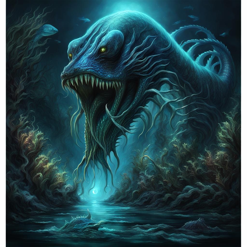 Deep Sea Monster Emerges in Dark Fantasy Art