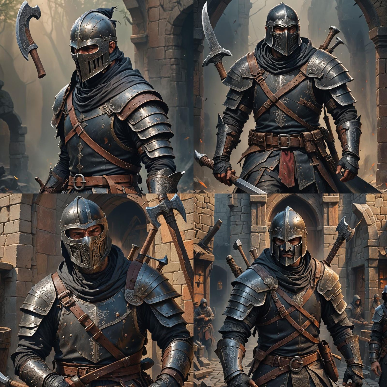 Dark Fantasy Bandit with Axe in Detailed 8K