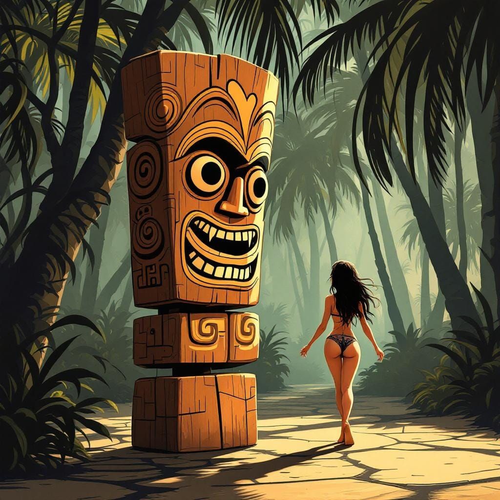 Polynesian Animation Cel in Toon Style