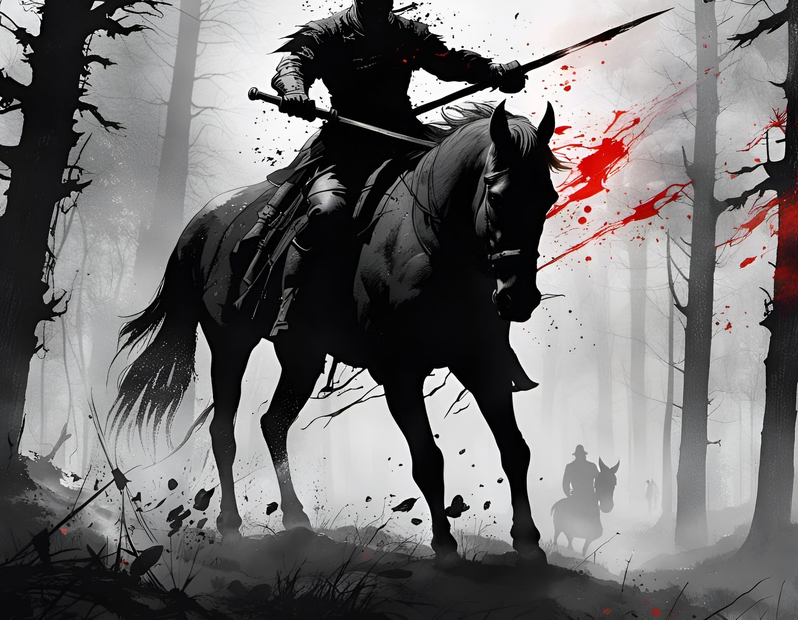 Terrifying Headless Horseman in Spooky Forest