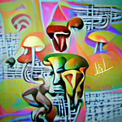 Psychedelic Abstract Art Deco Composition