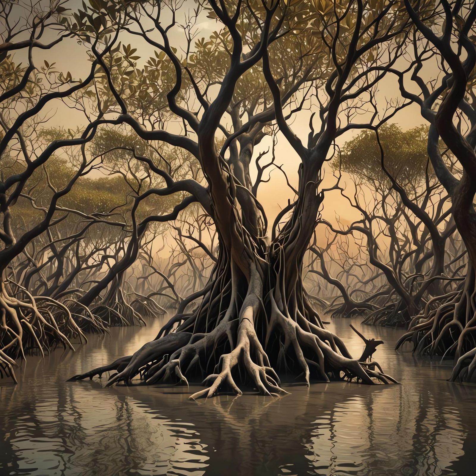 Mangrove Roots: A Detailed Matte Painting