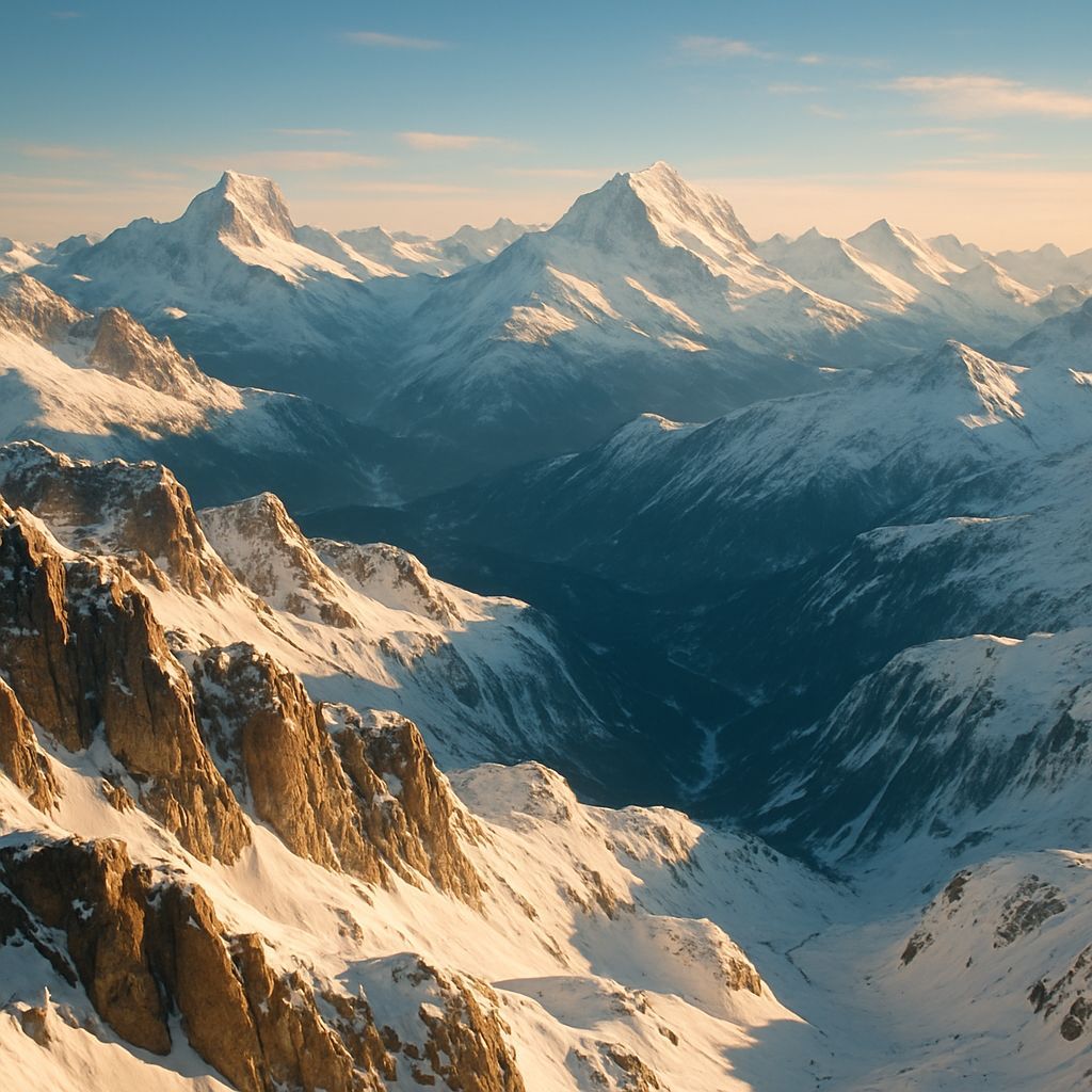 Expansive View of the Swiss Alps at Golden Hour