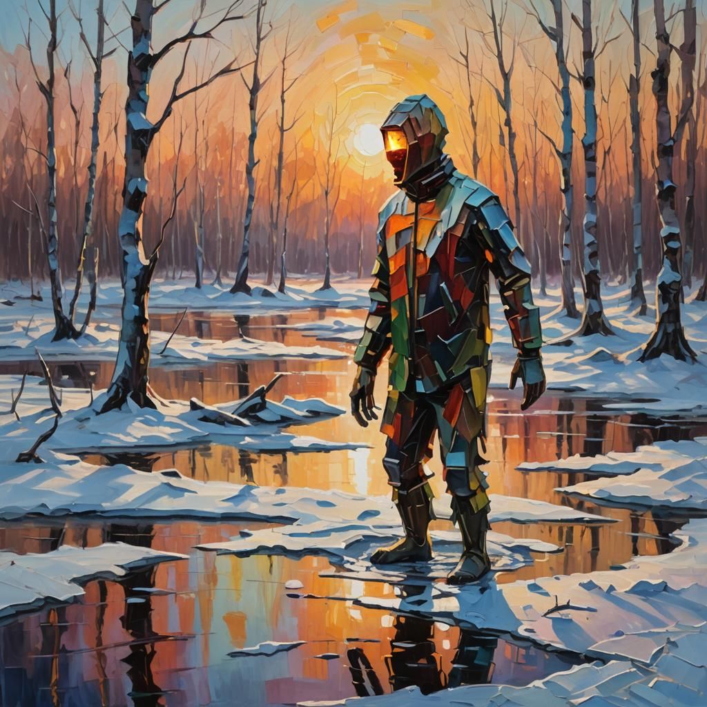 Belarus Sunset: Impressionist Palette Knife Painting