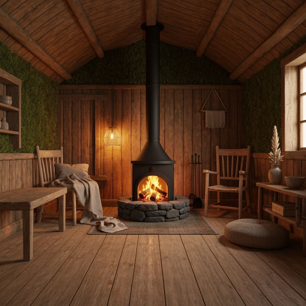 Cozy Icelandic Turf House Interior, Realistic 3D Render