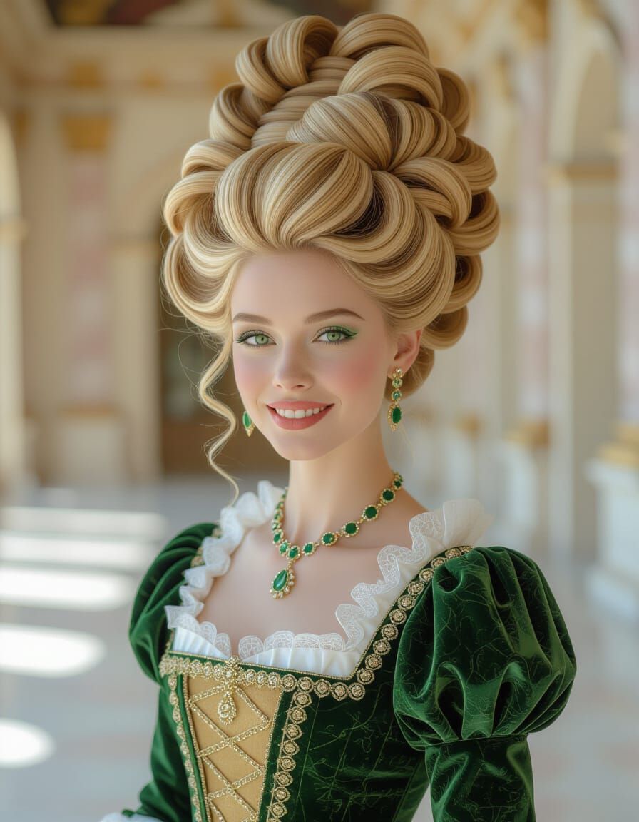 Renaissance Princess with Staircase Hairstyle in Versailles