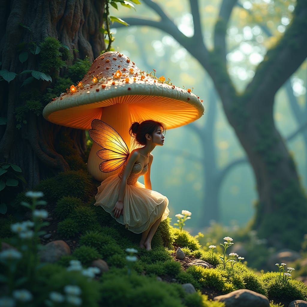 Enchanted Fairy Mushroom House in Mystical Forest