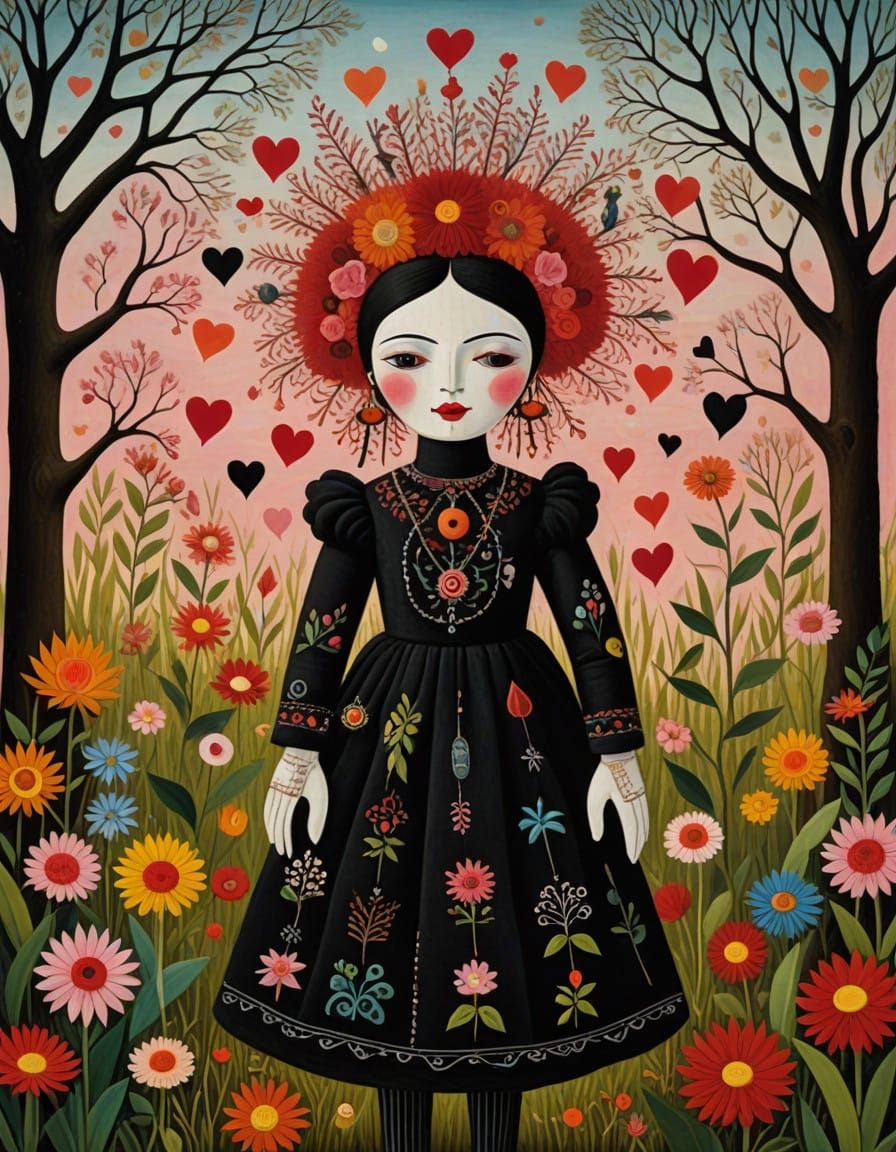 Romantic Voodoo Doll Effigy in Whimsical New Orleans Folk St...